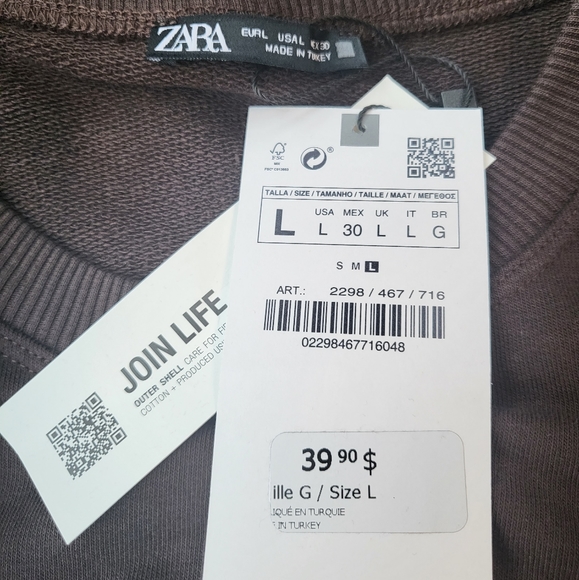 Zara Brown Embroidered Sweater - Picture 2 of 4